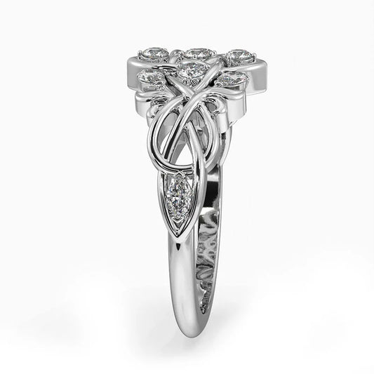 Celtic Knot Moissanite Cluster Engagement Ring