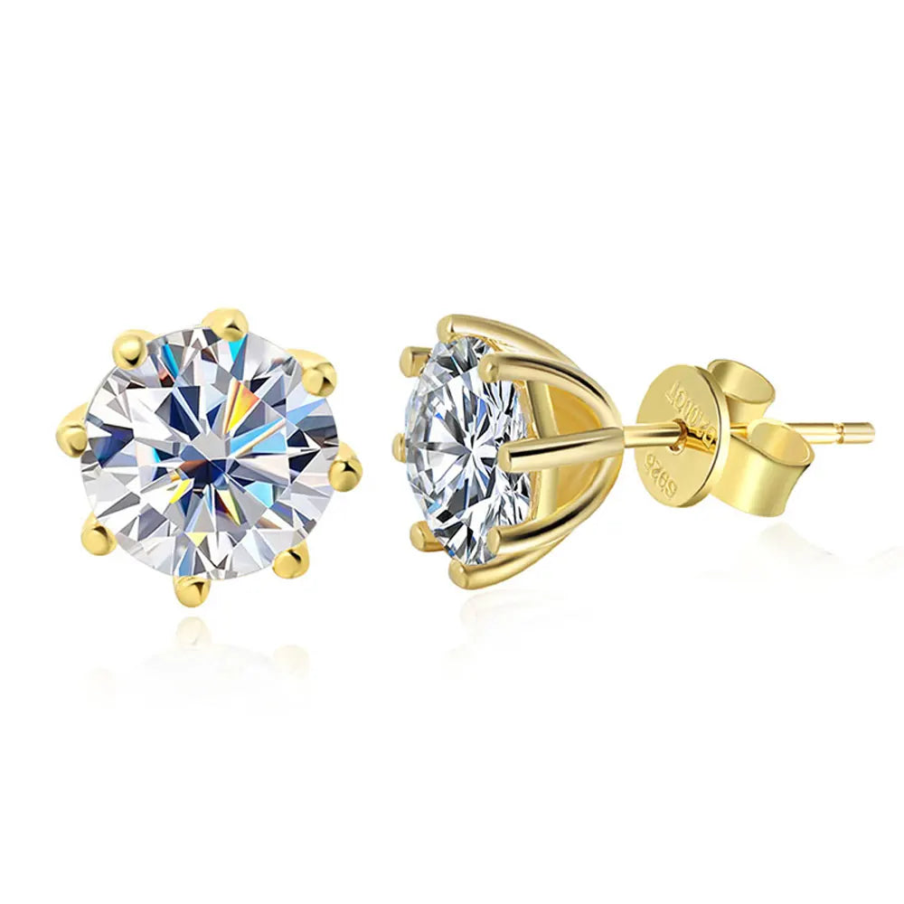 D Color Moissanite Earring S925 Sterling Sliver Plated 18K White Gold Earrings for Women Man Sparkling Wedding Jewelry