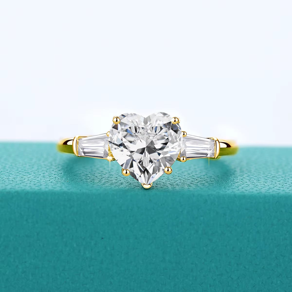 925 Silver Jewelry Maker Bijoux Valentine'S Day Gift 3 Stone 8Mm 2Ct Heart Cut Moissanite Rings Engagement Woman