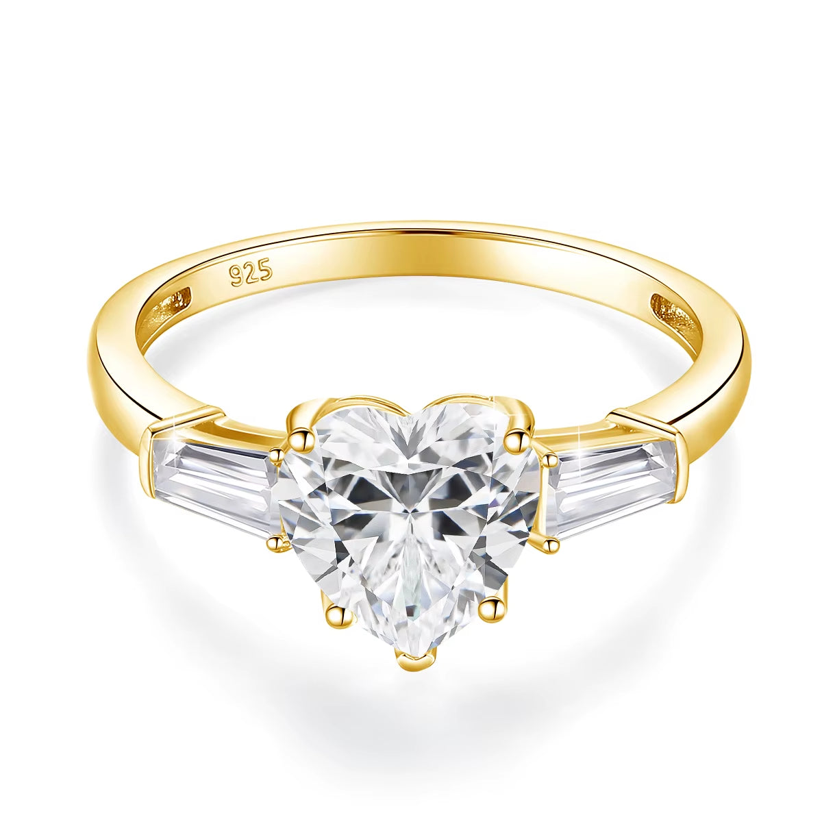 925 Silver Jewelry Maker Bijoux Valentine'S Day Gift 3 Stone 8Mm 2Ct Heart Cut Moissanite Rings Engagement Woman