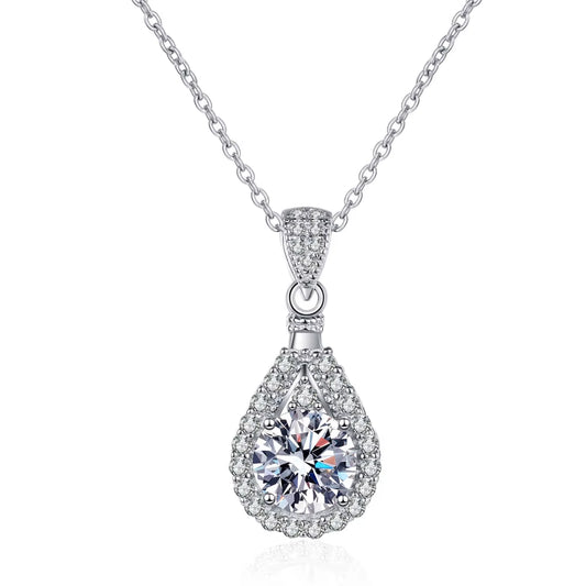 D VVS1 Moissanite Pandent Necklace for Woman Wedding Jewely with GRA 925 Sterling Sliver Plated 18K White Gold Necklace