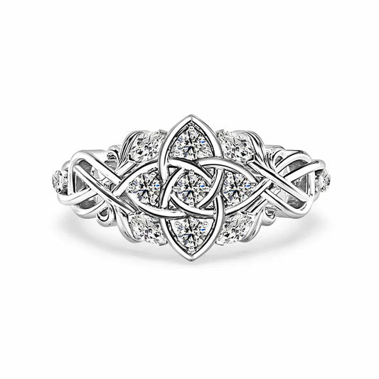Celtic Knot Moissanite Cluster Engagement Ring