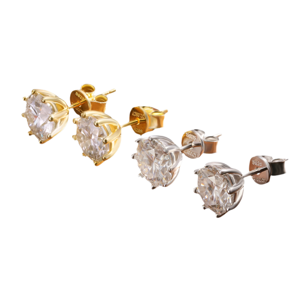 D Spark Moissanite Oorbellen – 18K Witgoud op Zilver