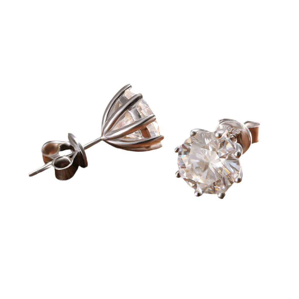 D Spark Moissanite Oorbellen – 18K Witgoud op Zilver