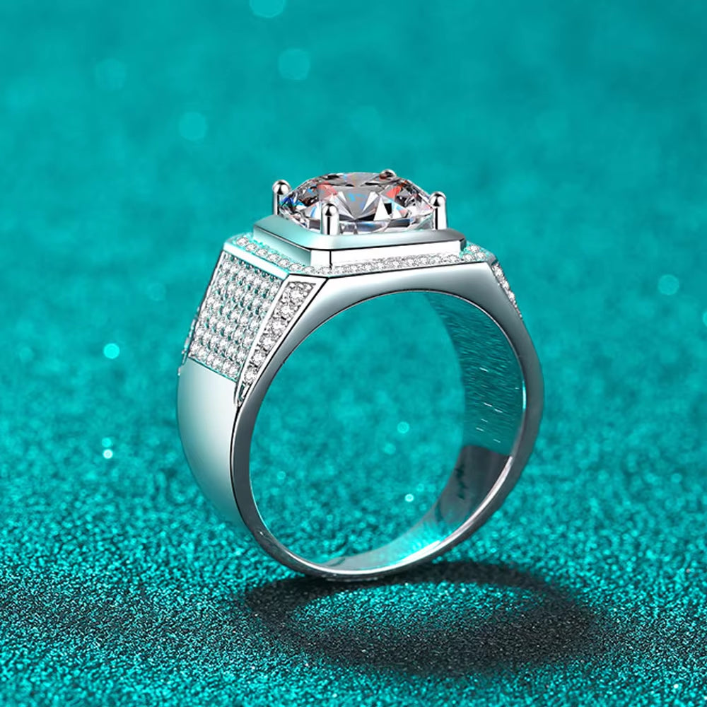 5Ct D Color Moissanite Ring 925 Sterling Sliver Plated 18K Eternity Band Hip Hop Rings for Man Party Sparkling Jewely