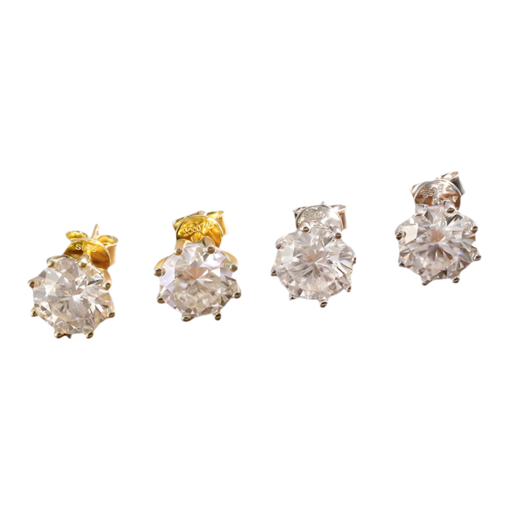 D Spark Moissanite Oorbellen – 18K Witgoud op Zilver