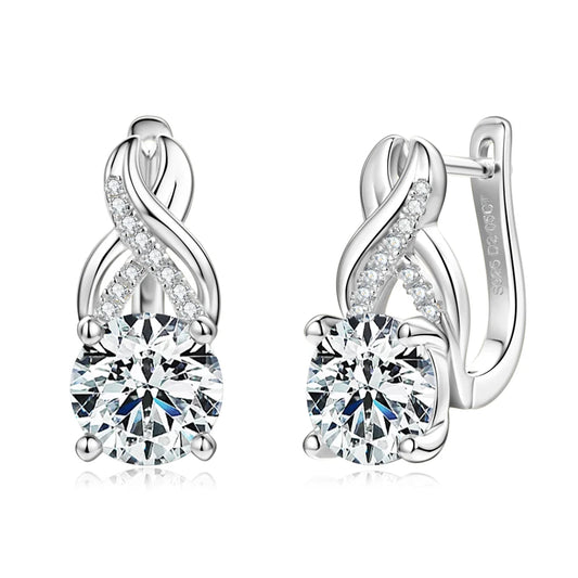 8MM 2CT Moissanite Infinity Hoop Earrings 925 Sterling Silver Earring for Women Couples Valentine'S Day Jewelry Gift
