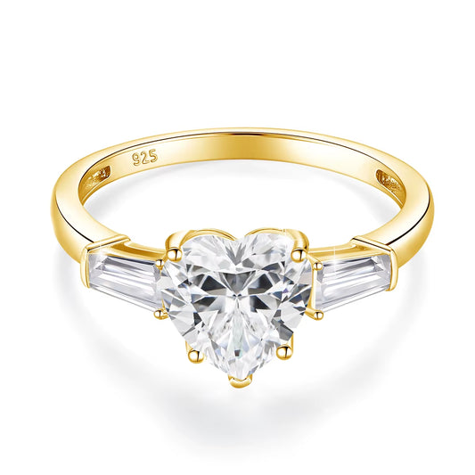 925 Silver Jewelry Maker Bijoux Valentine'S Day Gift 3 Stone 8Mm 2Ct Heart Cut Moissanite Rings Engagement Woman
